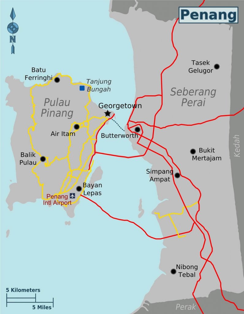 Đảo Penang cách Kuala Lumpur khoảng 360km