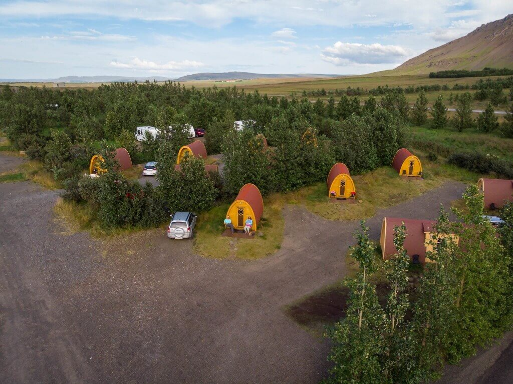 Fossatun Camping Pods & Cottages địa điểm cắm trại ngắm cực quang ở Iceland