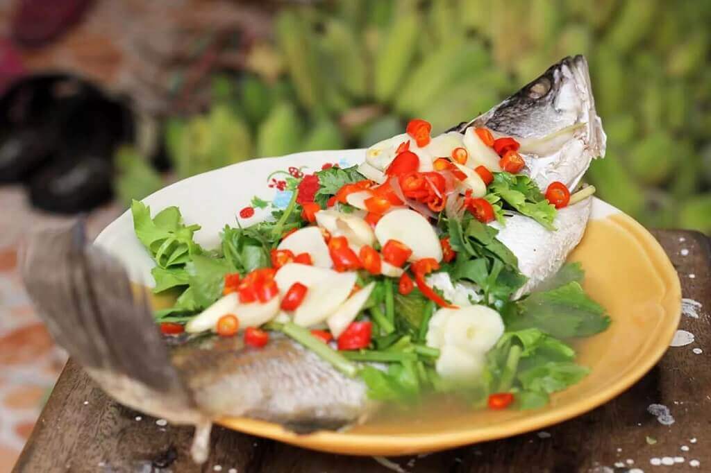 Pla Kapong Neung Manao món hải sản Thái